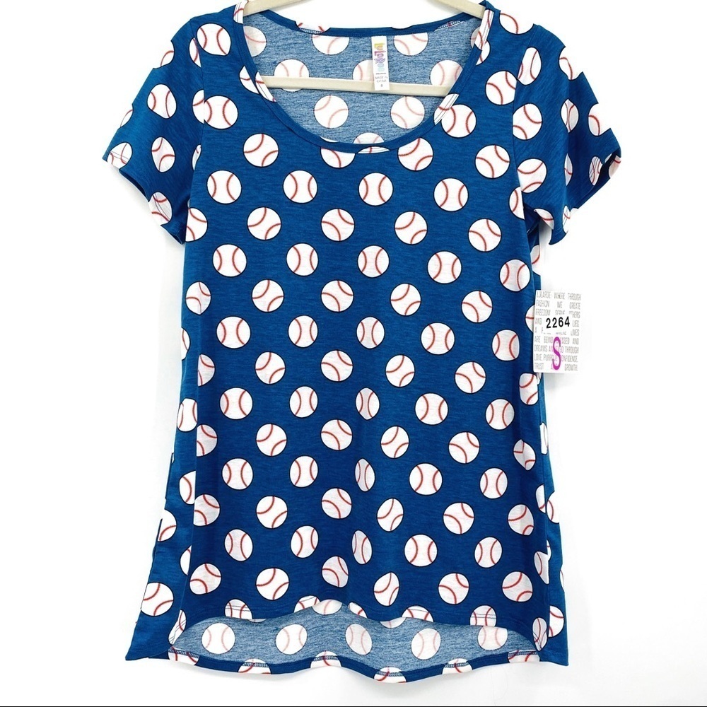 NWT LuLaRoe Baseball Blue Soft Hi Lo T-Shirt Sz Sm
